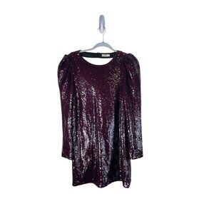 Essue Long Sleeve Open Back Sequin Dress New Years Holiday Party S